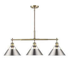 Golden 3306-LP AB-PW - Yep by Golden Lighting Orwell 3-light Island Light in Aged Brass and Pewter shade